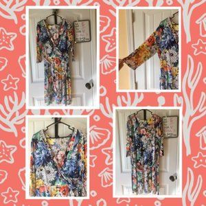 Faux-Wrap Floral Dress  XL, 1X